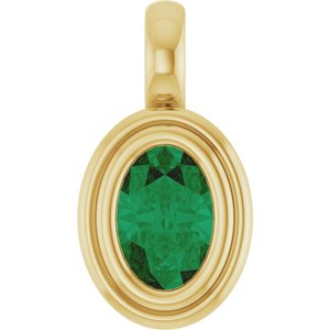 14K Yellow Gold Natural Emerald Charm/Pendant