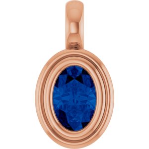 14K Rose Gold Lab-Grown Blue Sapphire Charm/Pendant