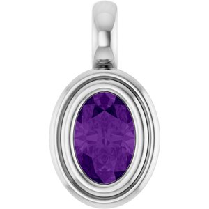 14K White Gold Natural Amethyst Charm/Pendant