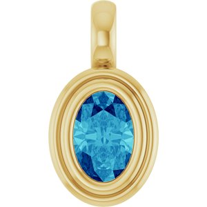 14K Yellow Gold Natural Blue Zircon Charm/Pendant