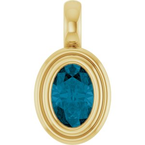 14K Yellow Gold Natural London Blue Topaz Charm/Pendant