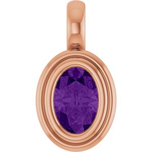 14K Rose Gold Natural Amethyst Charm/Pendant