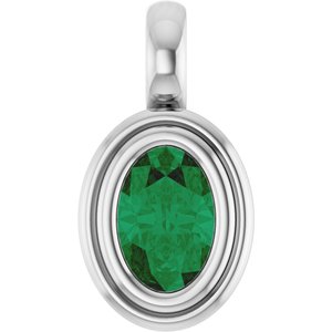 Sterling Silver Natural Emerald Charm/Pendant