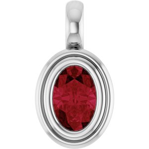 14K White Gold Lab-Grown Ruby Charm/Pendant