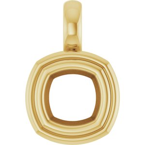 10K Yellow Gold 5.5x5.5 mm Cushion Charm/Pendant Mounting – image 2