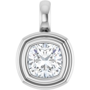 Sterling Silver 5.5x5.5 mm Cushion Charm/Pendant Mounting