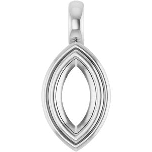 10K White Gold 8.5x4.5 mm Marquise Charm/Pendant Mounting – image 2