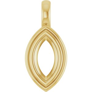 10K Yellow Gold 8.5x4.5 mm Marquise Charm/Pendant Mounting – image 2