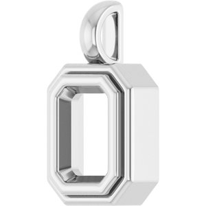 14K White Gold 7.5x5.5 mm Emerald Charm/Pendant Mounting – image 4
