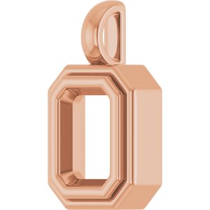 18K Rose Gold 7.5x5.5 mm Emerald Charm/Pendant Mounting – image 4
