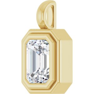 14K Yellow Gold 7.5x5.5 mm Emerald Charm/Pendant Mounting – image 3