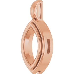 14K Rose Gold 10x5 mm Marquise Charm/Pendant Mounting – image 4