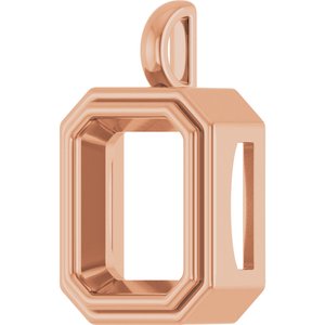 14K Rose Gold 14x12 mm Emerald Charm/Pendant Mounting – image 4