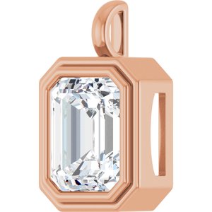 18K Rose Gold 14x12 mm Emerald Charm/Pendant Mounting – image 3