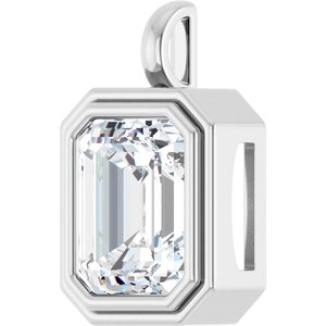 Sterling Silver 14x12 mm Emerald Charm/Pendant Mounting – image 3