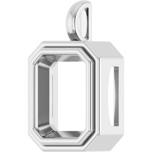 18K White Gold 14x12 mm Emerald Charm/Pendant Mounting – image 4