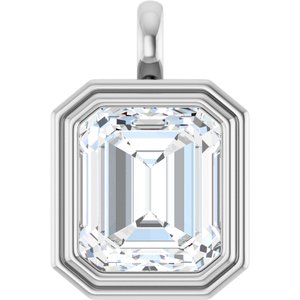 14K X1 White Gold 15x13 mm Emerald Charm/Pendant Mounting