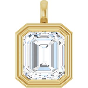 18K Yellow Gold 15x13 mm Emerald Charm/Pendant Mounting
