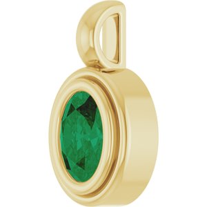 14K Yellow Gold Natural Emerald Charm/Pendant – image 2