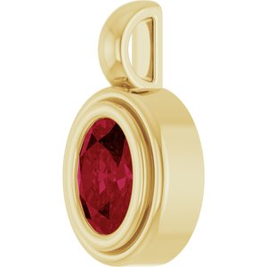 14K Yellow Gold Lab-Grown Ruby Charm/Pendant – image 2