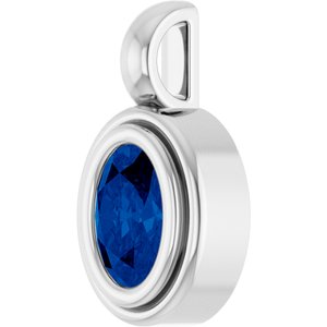 Sterling Silver Lab-Grown Blue Sapphire Charm/Pendant – image 2