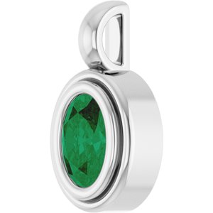 14K White Gold Natural Emerald Charm/Pendant – image 2