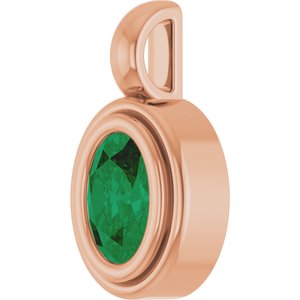 14K Rose Gold Lab-Grown Emerald Charm/Pendant – image 2