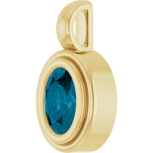 14K Yellow Gold Natural London Blue Topaz Charm/Pendant – image 2