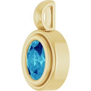 14K Yellow Gold Natural Blue Zircon Charm/Pendant