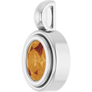 14K White Gold Natural Citrine Charm/Pendant – image 2