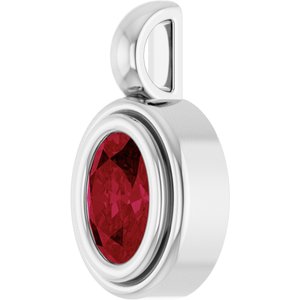 14K White Gold Lab-Grown Ruby Charm/Pendant – image 2