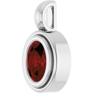 14K White Gold Natural Mozambique Garnet Charm/Pendant – image 2