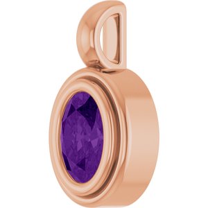 14K Rose Gold Natural Amethyst Charm/Pendant – image 2