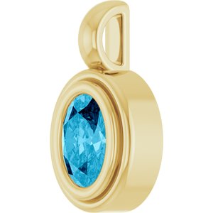 14K Yellow Gold Natural Aquamarine Charm/Pendant – image 2