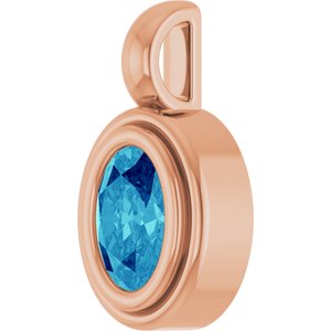 14K Rose Gold Natural Blue Zircon Charm/Pendant – image 2