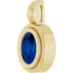 14K Yellow Gold Lab-Grown Blue Sapphire Charm/Pendant – image 2