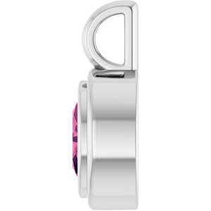 14K White Gold Natural Pink Tourmaline Charm/Pendant – image 3