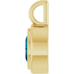 14K Yellow Gold Natural London Blue Topaz Charm/Pendant – image 3