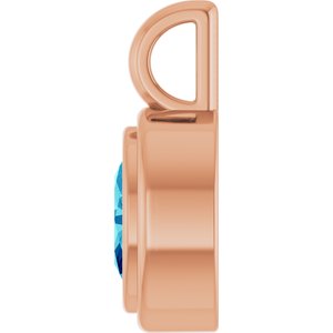 14K Rose Gold Natural Blue Zircon Charm/Pendant – image 3
