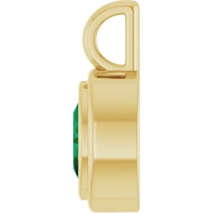 14K Yellow Gold Lab-Grown Emerald Charm/Pendant – image 3