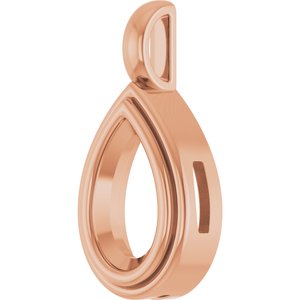 18K Rose Gold 10x6 mm Pear Charm/Pendant Mounting – image 4