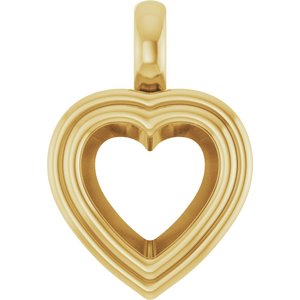18K Yellow Gold 9x9 mm Heart Charm/Pendant Mounting – image 2