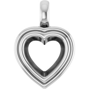 18K White Gold 9x9 mm Heart Charm/Pendant Mounting – image 2
