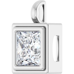 14K X1 White Gold 9x9 mm Square Charm/Pendant Mounting – image 3