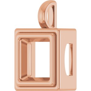 18K Rose Gold 9x9 mm Square Charm/Pendant Mounting – image 4