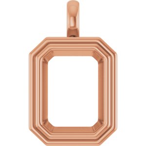18K Rose Gold 16x12 mm Emerald Charm/Pendant Mounting – image 2