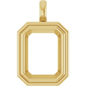 14K Yellow Gold 16x12 mm Emerald Charm/Pendant Mounting – image 2