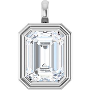 Platinum 16x12 mm Emerald Charm/Pendant Mounting