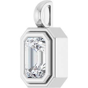14K White Gold 7x5 mm Emerald Charm/Pendant Mounting – image 3