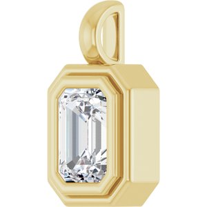 14K Yellow Gold 7x5 mm Emerald Charm/Pendant Mounting – image 3